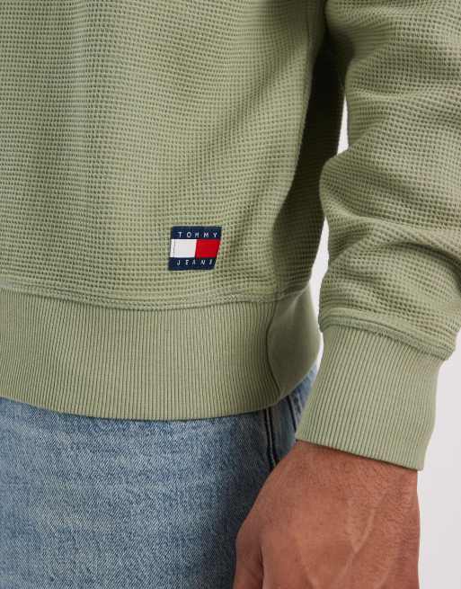 Tommy Jeans – Luźna bluza o waflowej teksturze w kolorze khaki, 4 z 5