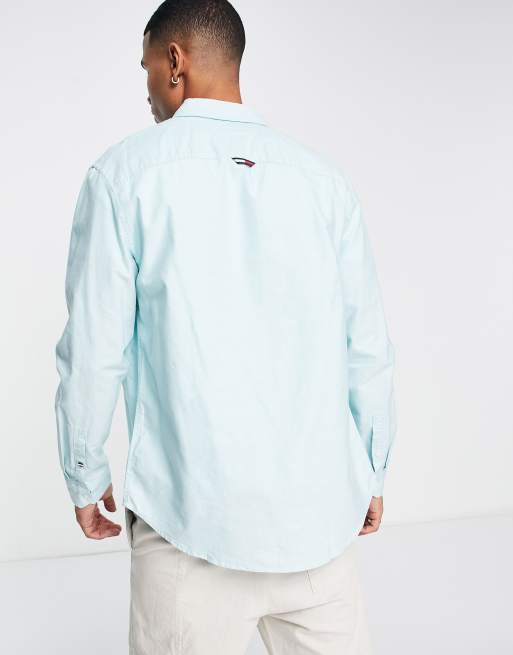 Tommy Jeans - Lysegrøn Oxford-skjorte med flaglogo i klassisk pasform, 2 af 4