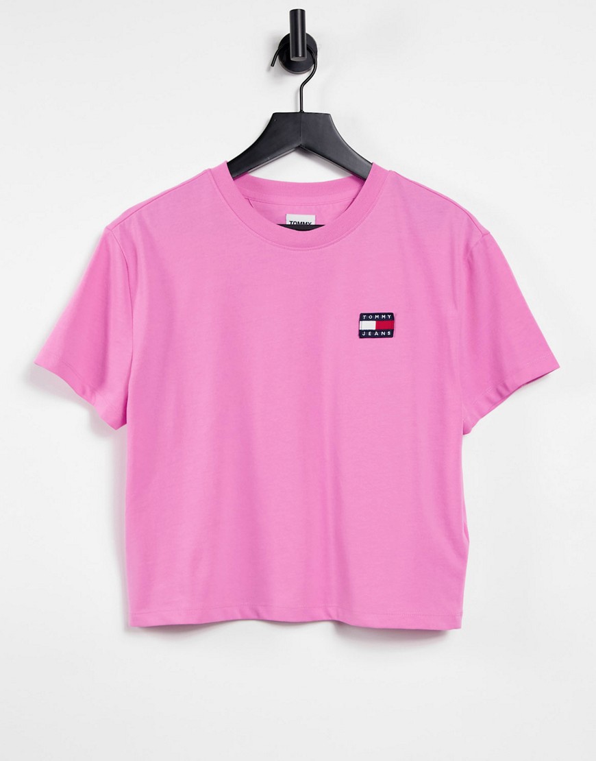 Tommy Jeans - Lyserød T-shirt med flaglogo