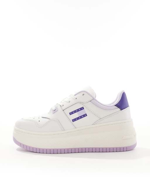 Tommy Jeans - Lyslilla flatform-sneakers i retro-inspireret basket-stil, 2 af 5