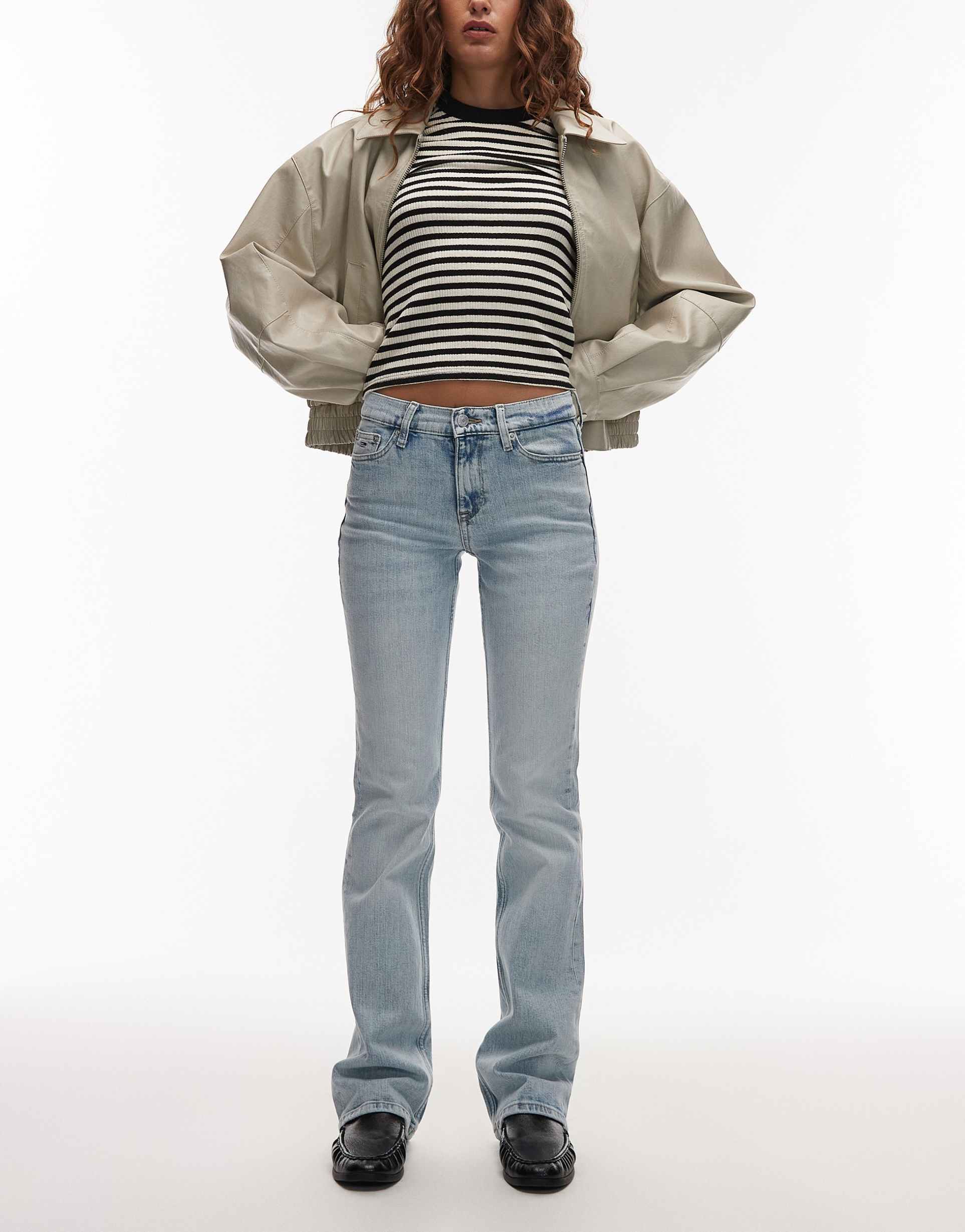 tommy jeans maddie mid rise bootcut flared jeans in ultra light wash