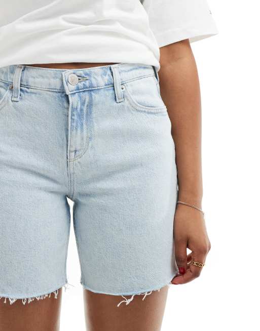 Tommy Jeans Maddie mid waist denim shorts in light wash ASOS