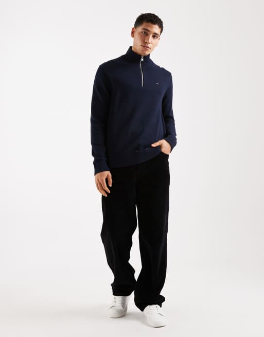 Tommy Jeans - Maglione blu navy con zip corta e logo sul petto , 2 di 5