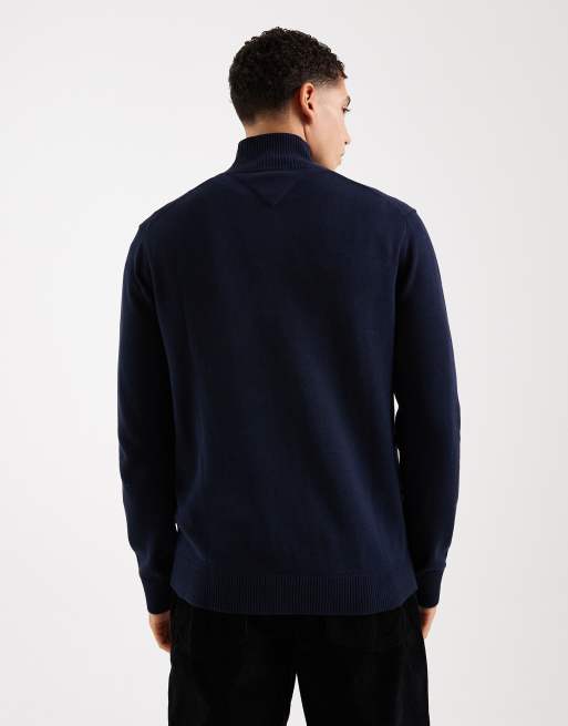Tommy Jeans - Maglione blu navy con zip corta e logo sul petto , 3 di 5