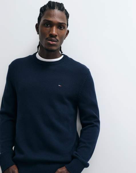 Tommy Jeans - Maglione slim blu navy con logo della bandiera - view 1