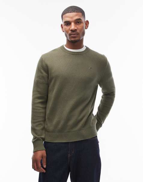 Tommy Jeans - Maglione slim verde con logo sul petto - view 1