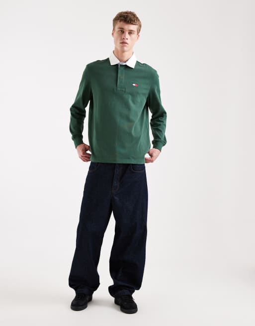 Tommy Jeans - Maillot de rugby classique décontracté - Vert, 2 de 5