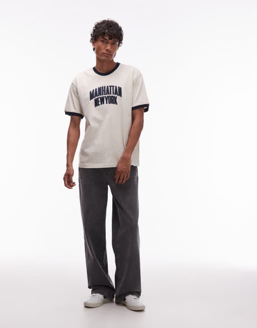 Tommy Jeans manhattan ringer t-shirt in off white | ASOS
