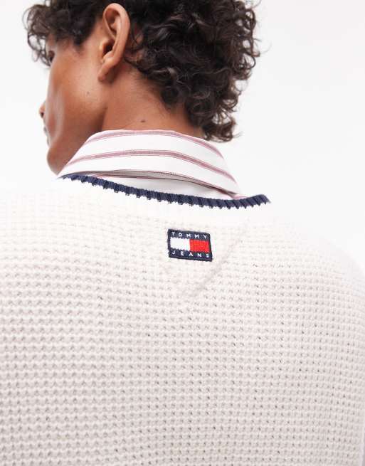 Tommy Jeans manhattan sweater vest in off white