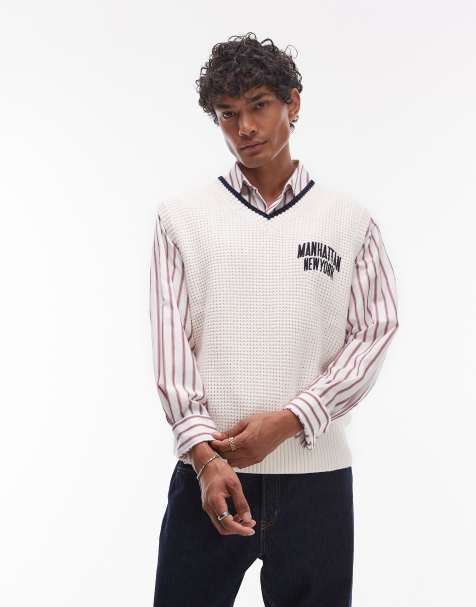 Tommy Jeans manhattan sweater vest in off white