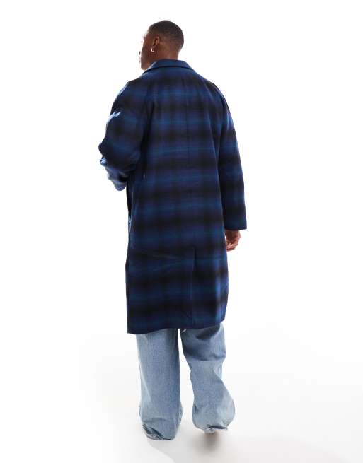 Tommy Jeans - Manteau long en laine - Bleu à carreaux, 2 de 4