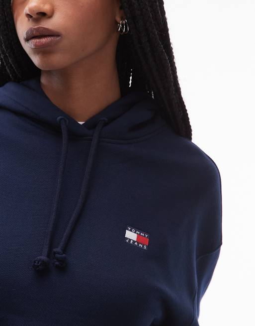 Tommy Jeans – Marinblå huvtröja med boxig passform och märkeslogga, 3 av 4