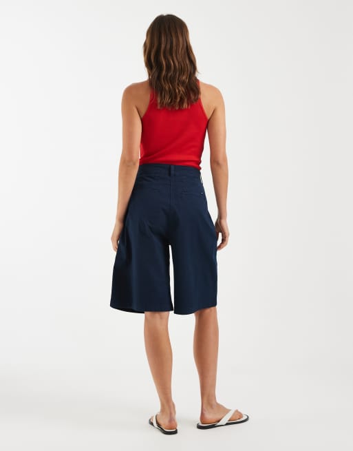 Tommy Jeans – Marinblå, långa chino-shorts med hög midja, 5 av 5