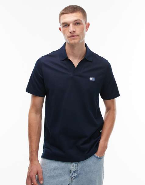 Tommy Jeans – Marinblå pikétröja med liten flagglogga - view 1