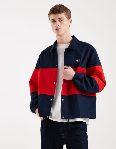 Tommy Jeans – Marinblå, röd och blockfärgad overshirt - view 1