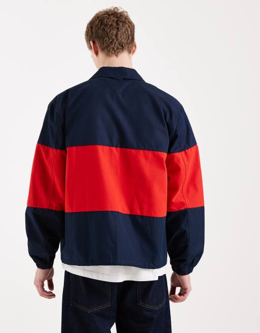Tommy Jeans – Marinblå, röd och blockfärgad overshirt, 3 av 5