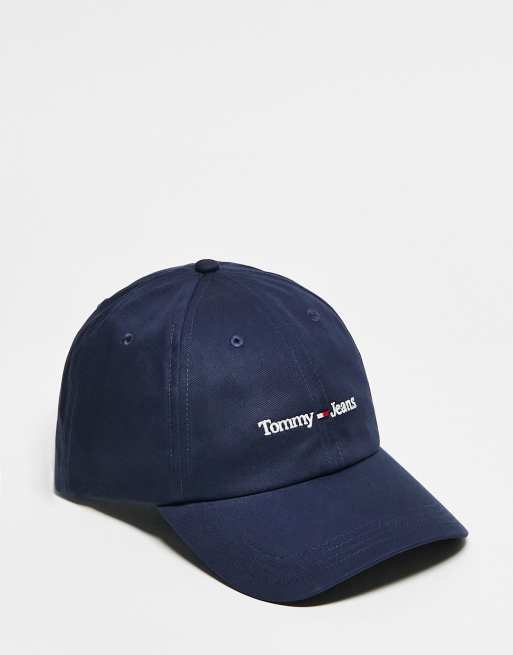 Tommy Jeans – Marinblå sportkeps med linjär logga i unisex-modell