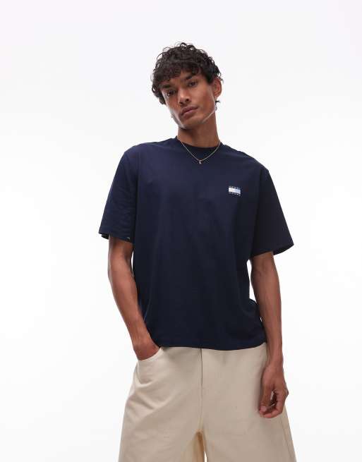 Tommy Jeans – Marinblå t-shirt i oversize med logga baktill, 4 av 4