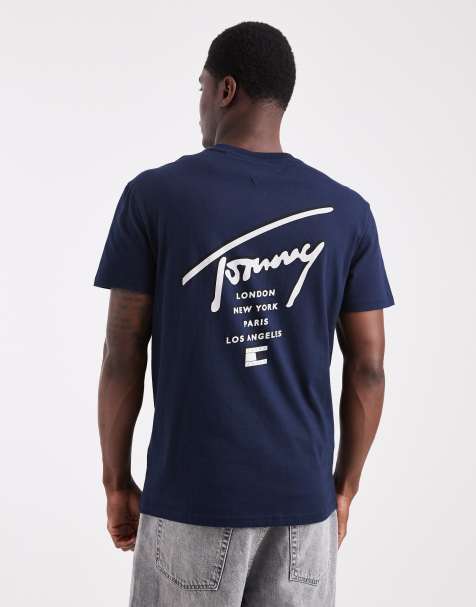 Tommy Jeans – Marinblå t-shirt i regular fit med signaturtryck baktill - view 1