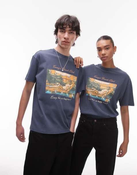 Tommy Jeans – Marinblå t-shirt i unisex-modell med "Beach Club"-tryck - view 1