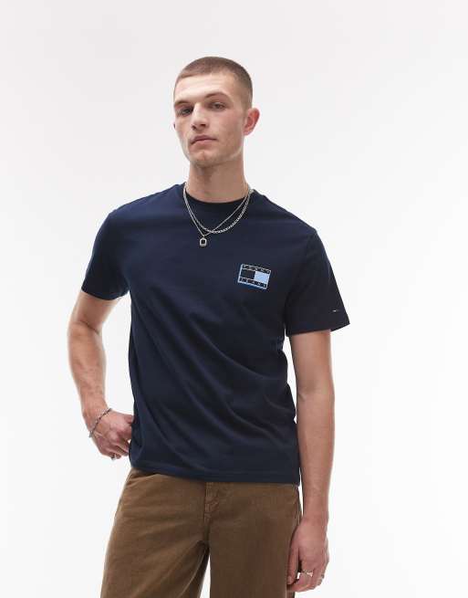 Tommy Jeans – Marinblå t-shirt med flagglogga i stark neon, 2 av 5