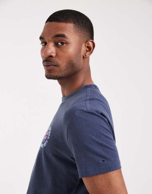 Tommy Jeans – Marinblå t-shirt med neon-tryck baktill, 5 av 5