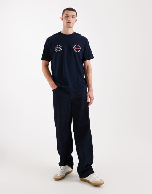 Tommy Jeans - Marineblå afslappet T-shirt med rundt print, 2 af 5