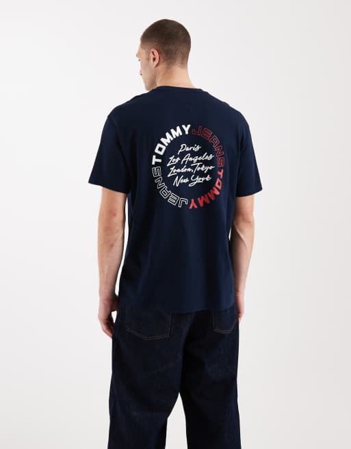 Tommy Jeans - Marineblå afslappet T-shirt med rundt print, 3 af 5