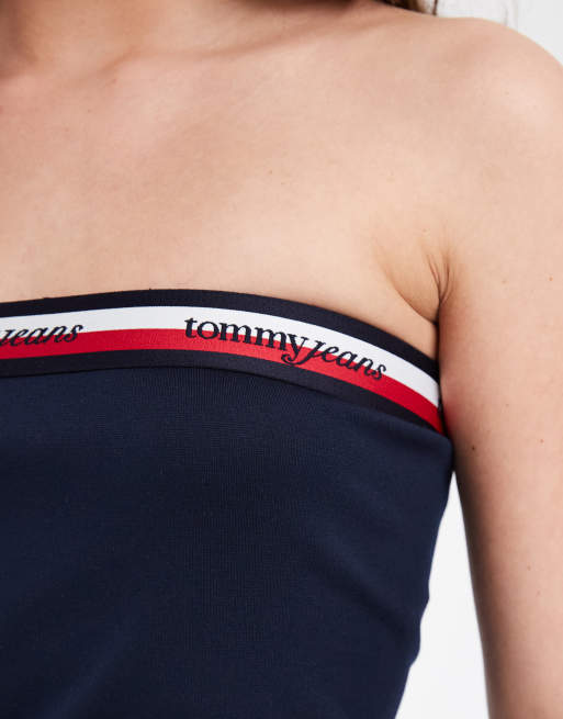 Tommy Jeans - Marineblå bandeau-top med bånd i Slim Fit, 4 af 4