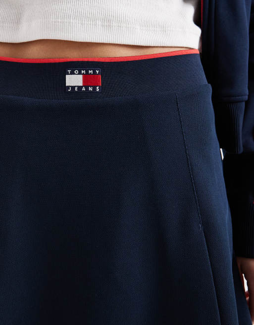 Tommy Jeans - Marineblå mininederdel i piqué - Del af sæt, 2 af 5