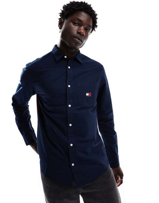 Tommy Jeans - Marineblå skjorte med flaglogo på ryggen, 2 af 4