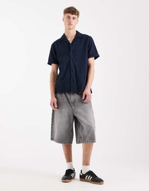 Tommy Jeans - Marineblå skjorte med korte ærmer og broderinger, 2 af 5