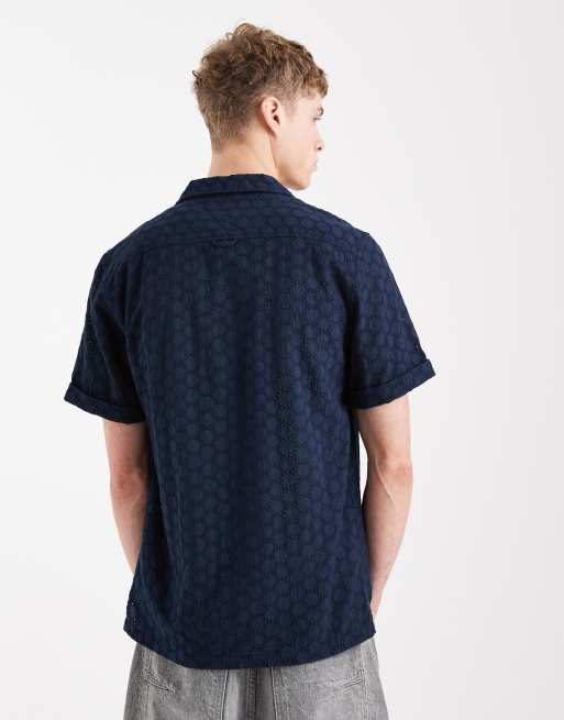 Tommy Jeans - Marineblå skjorte med korte ærmer og broderinger, 3 af 5