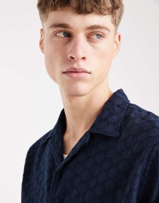 Tommy Jeans - Marineblå skjorte med korte ærmer og broderinger, 5 af 5