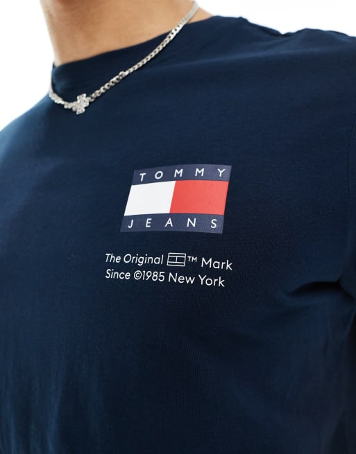 Tommy Jeans - Marineblå, smal og essentiel T-shirt med flag, 3 af 4