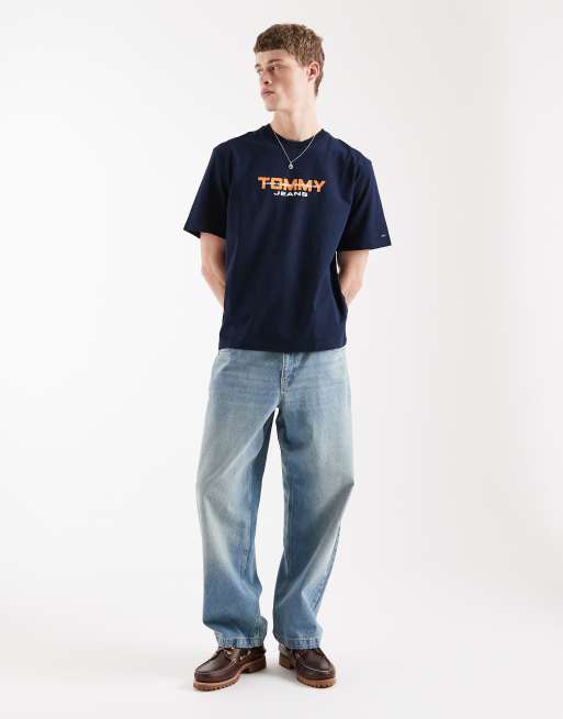 Tommy Jeans - Marineblå T-shirt i 90'er-stil med logoprint, 2 af 5