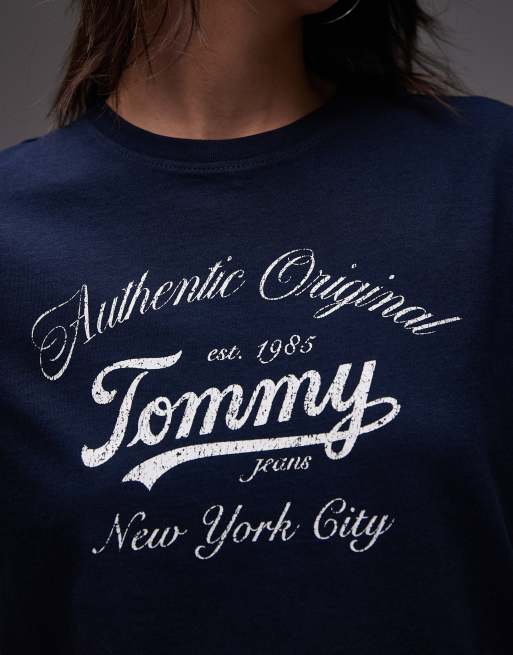 Tommy Jeans - Marineblå T-shirt i almindelig pasform med logo, 3 af 4