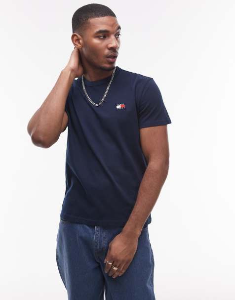 Tommy Jeans - Marineblå T-shirt i regular fit med logomærke - view 1