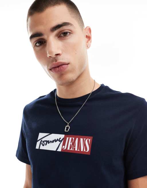 Tommy Jeans - Marineblå T-shirt med blokfarvet logo, 3 af 4