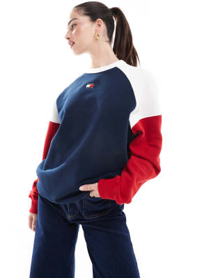 Tommy Jeans - Mehrfarbiges, locker geschnittenes Sweatshirt im Blockfarbendesign-Blau