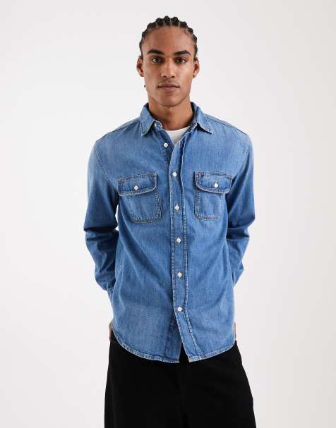 Tommy Jeans – Mellanblå jeansskjorta med avslappnad passform - view 1