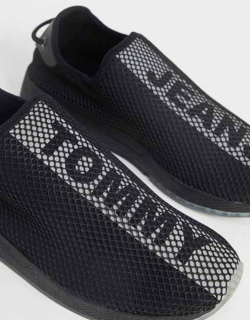 Tommy jeans flag logo mesh sock trainers in black new arrivals