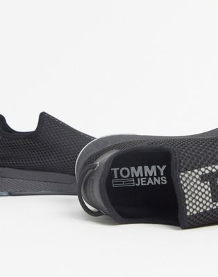 tommy jeans flag logo mesh sock trainers in black