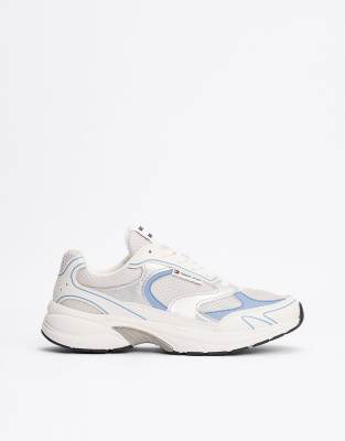  Metallic contrast trainers in white