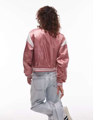 Tommy Jeans Metallic Varsity Jacket In Red