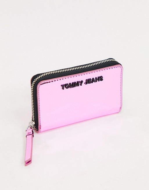 Tommy Jeans metallic wallet in pink