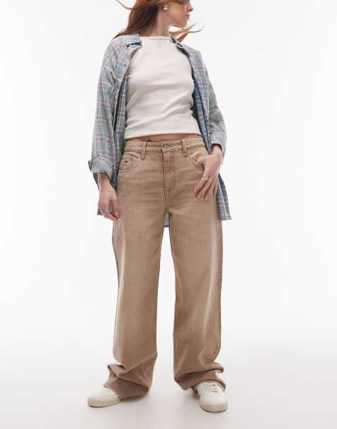 Tommy Jeans Mia mid rise relaxed straight jeans in brown wash
