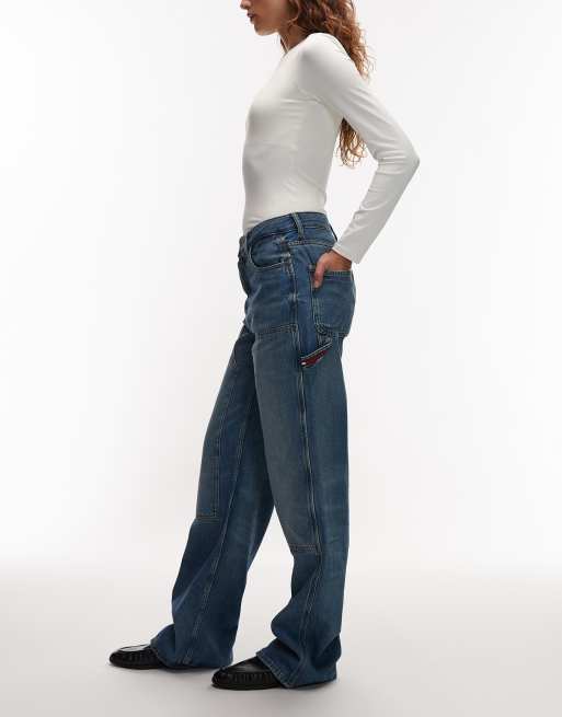 Tommy Jeans - Mia - Jean décontracté style charpentier à taille mi-haute - Bleu moyen, 3 de 5
