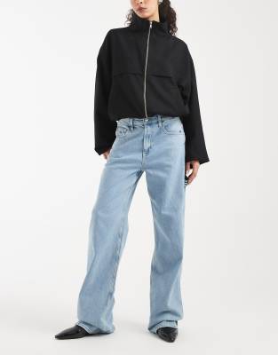 Mia - Jean droit décontracté à taille mi-haute - Bleu clair délavé W26 L32