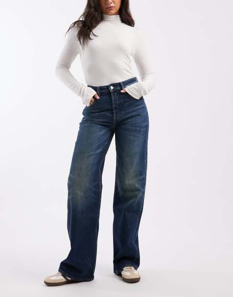 Tommy Jeans - Mia - Jean droit décontracté à taille mi-haute - Bleu foncé délavé - view 1